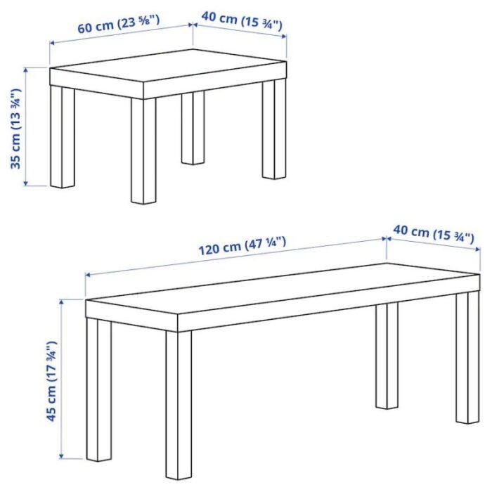 دو عددی میز جلو مبلی ایکیا مدل lack رنگ مشکی و سفید 2