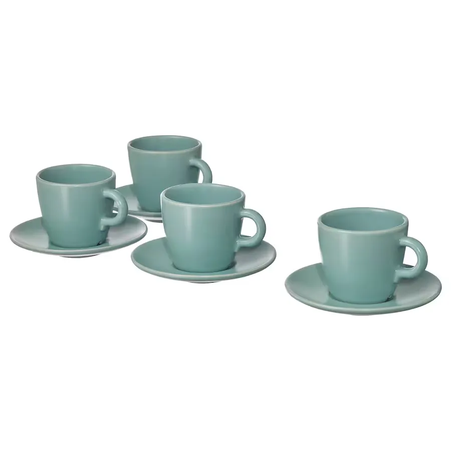 ست قهوه خوری ایکیا مدل FARGKLAR /فیروزه ای faergklar cup with saucer matt light turquoise 0960119 pe806440 s5 11zon